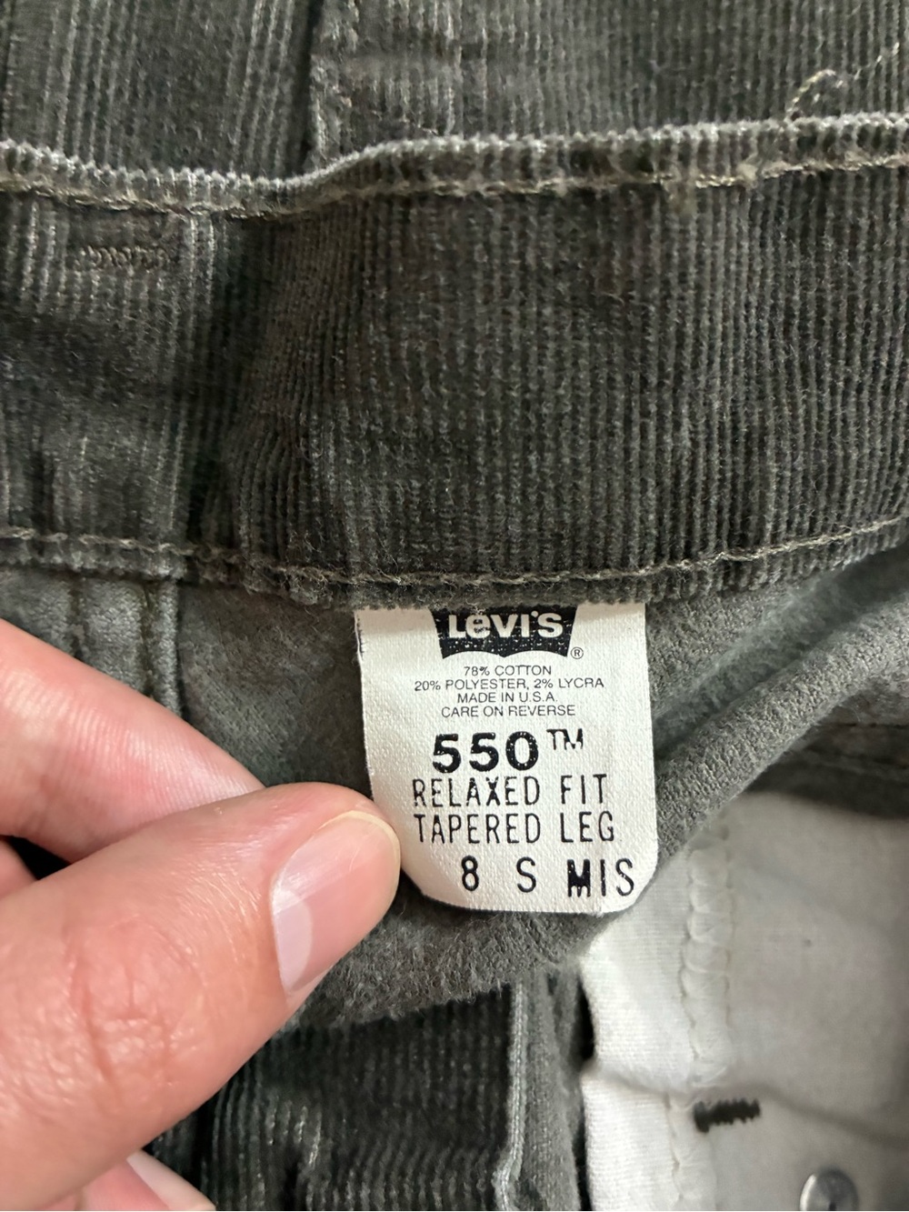 Vintage Levi’s 550 Women’s Corduroy Pants Olive Green Size 8 - Picture 5 of 7